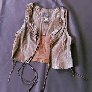 True Religion brown leather vest
